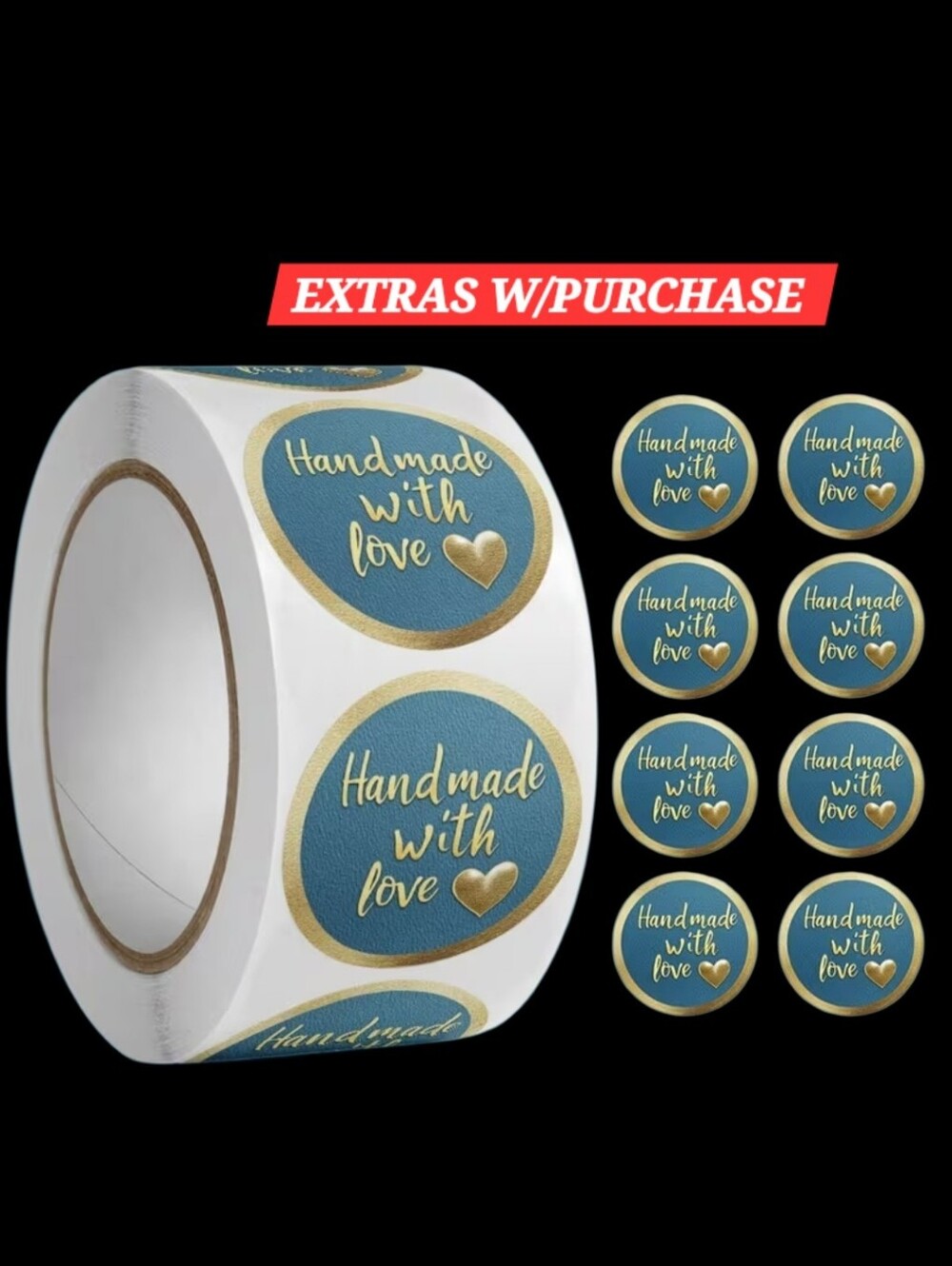 500ct. 'Handmade with Love' Teal & Gold Bonus: 3 Random Polymailers